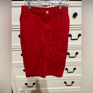 Red denim skirt. Size medium